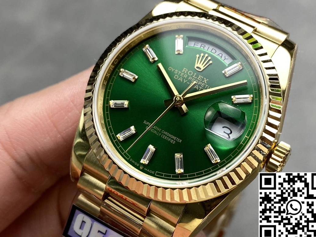 Date v5 Factory Day Green M128238-0130 Gold Yellow Rolex QF Tungsten 36mm Dial Steel 0203
